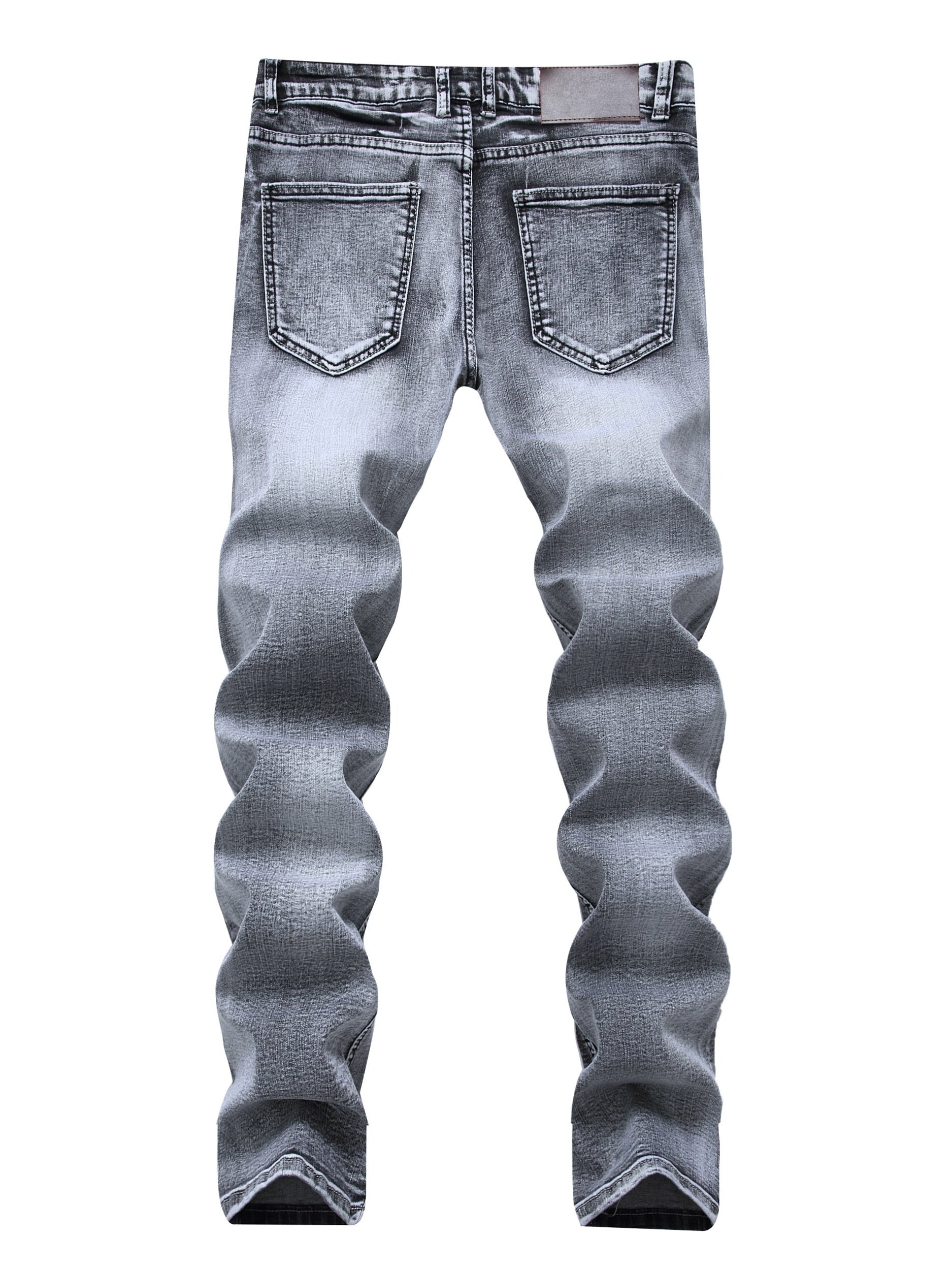 Maxct Men's Vintage Casual Straight Slim Washed Denim Jeans