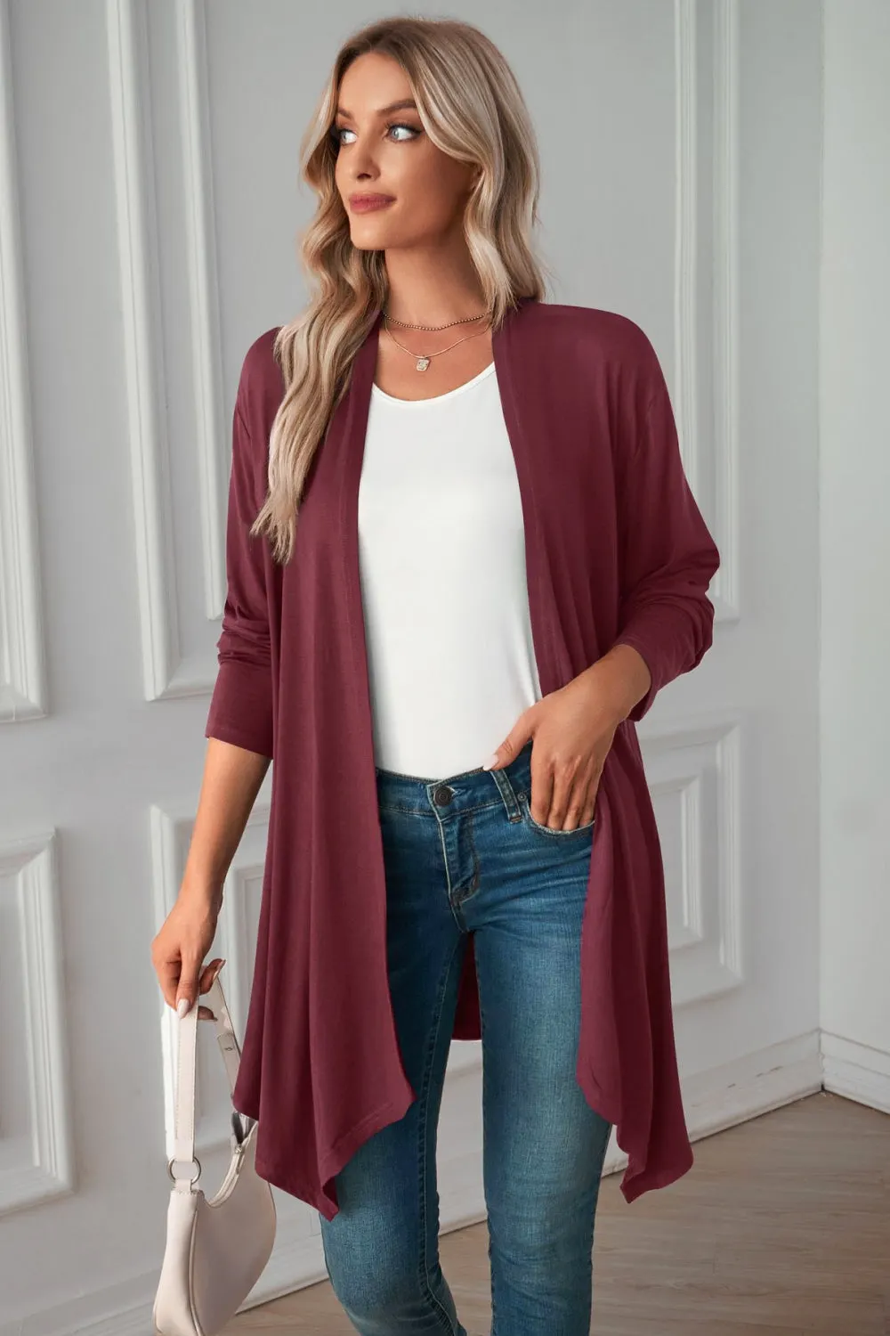 Maxct &Open Front Long Sleeve Cardigan