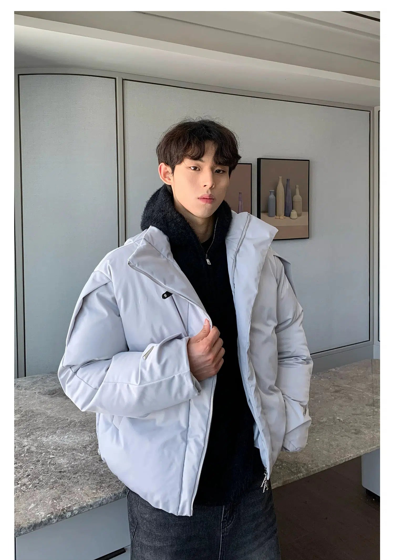 Maxct Stand Collar Coat with Belt Buckle