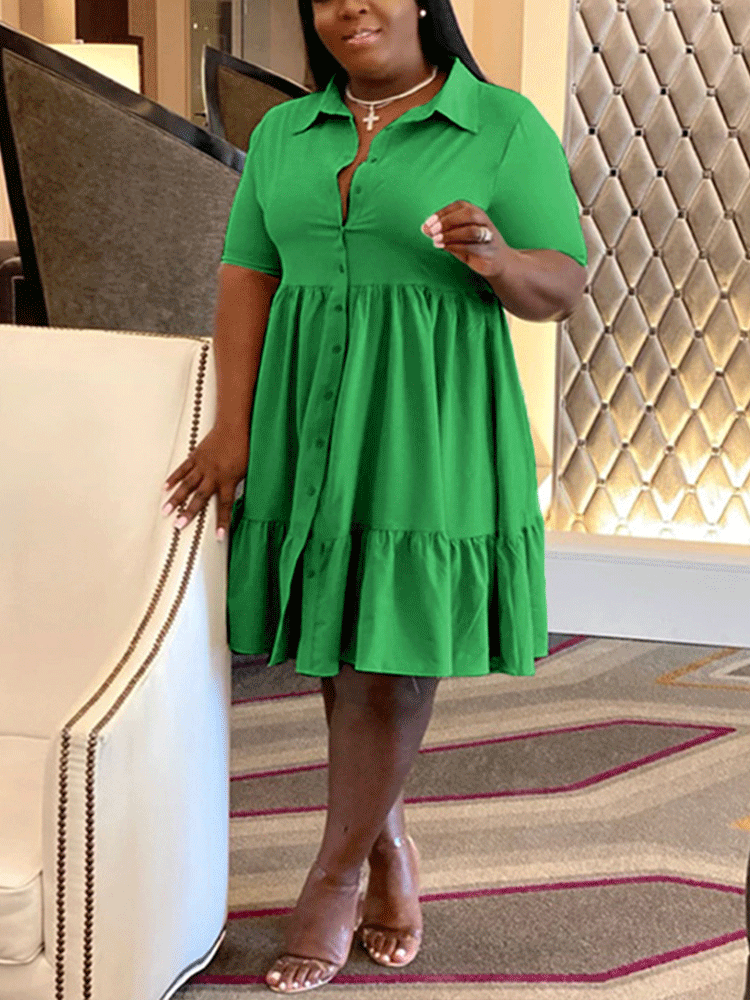 V-neck Lapels A-line Mini Dress Maxct