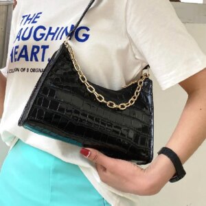 Bag For Love - Chain Decor Croc Embossed Maxct Bag - Women Maxct Bags