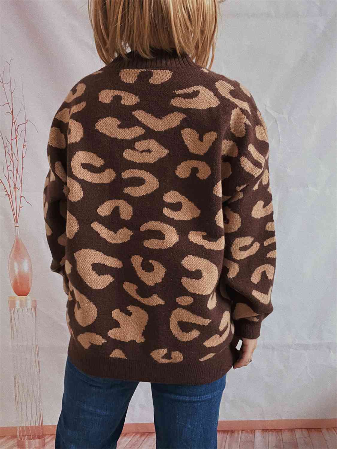 Maxct &Leopard Button Front Cardigan with Pockets