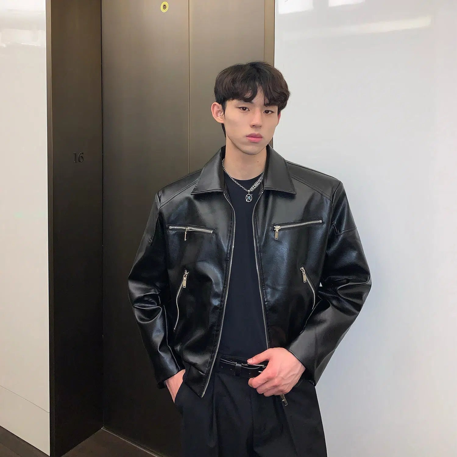 Maxct Zipper Short Leather Jacket