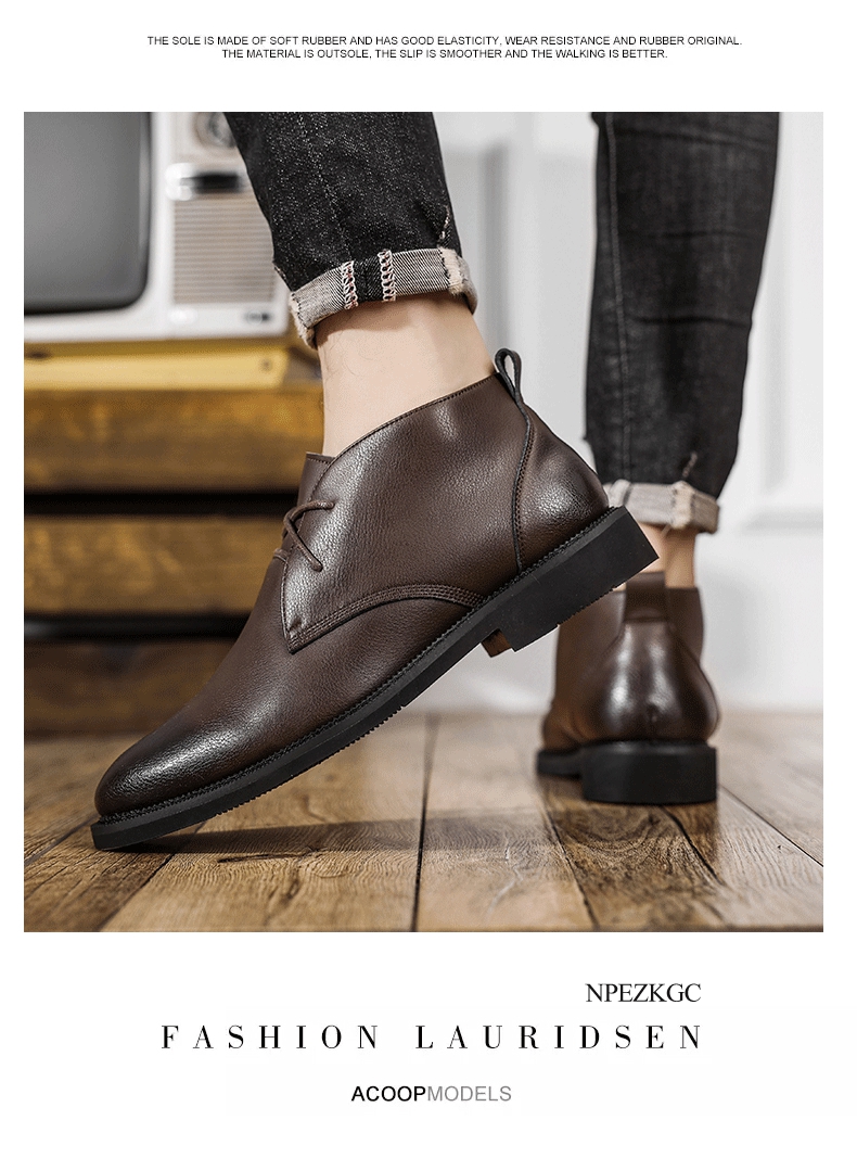 Men's Genuine Leather Casual Business Chelsea Boots - true deals club