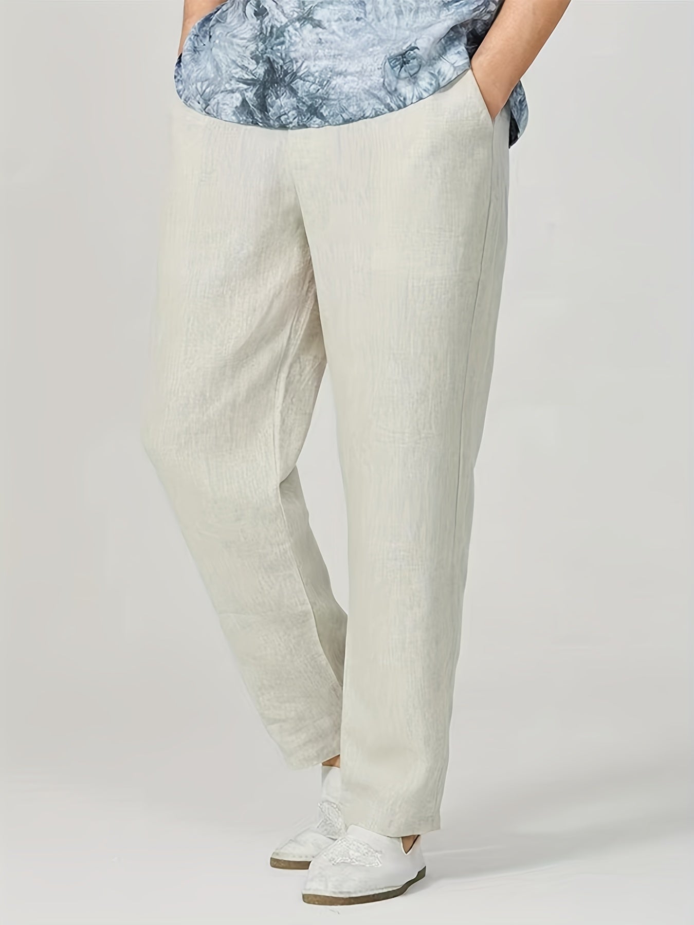 Maxct  Classic Design Comfy Loose Fit Pants, Men's Waist Drawstring Slant Pocket Casual Pants For Four Seasons