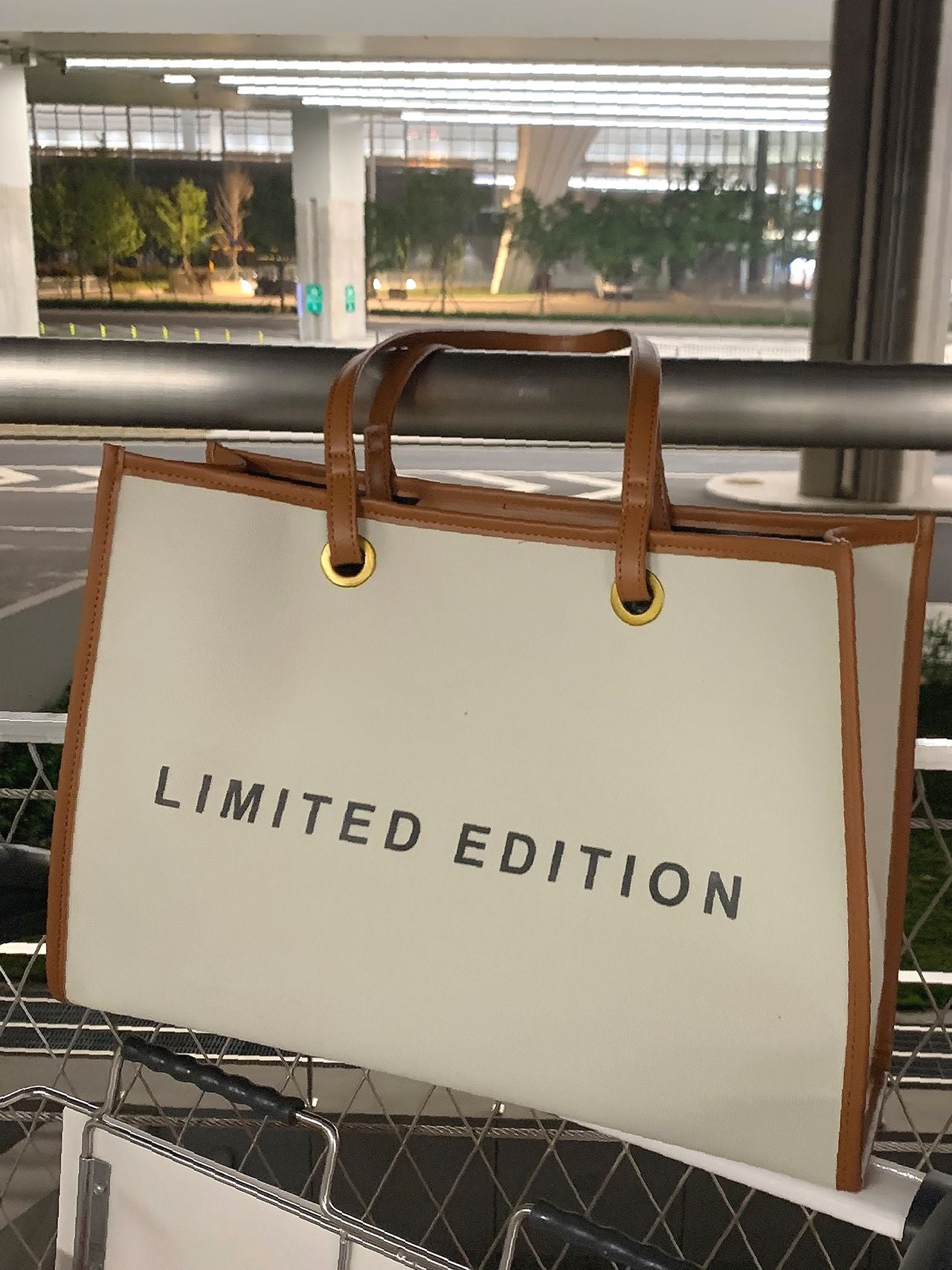 Maxct - Letter Graphic Contrast Binding Shopper Bag  - Women Tote Bags