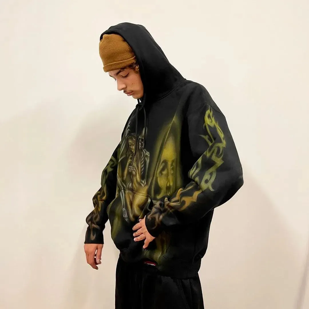 Maxct Y2K Women's Clothing Hoodies Sweatshirt Long Sleeve Pullover High Street Dark Vintage Terrifying Skull Tops Oversize Streetwear