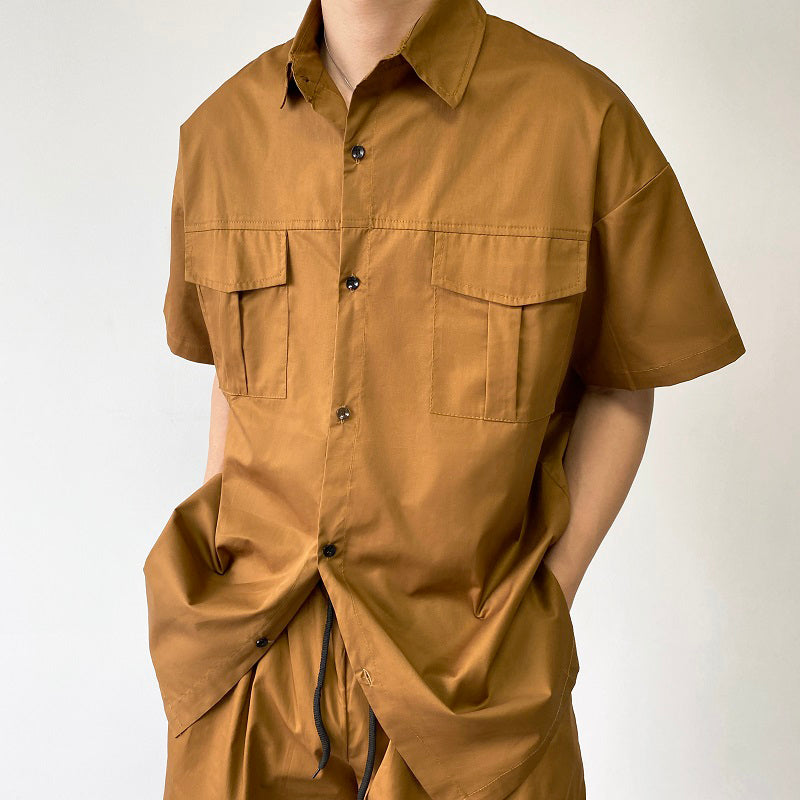 Maxct Two-Piece Square Neck Short Sleeve Shirt and Shorts