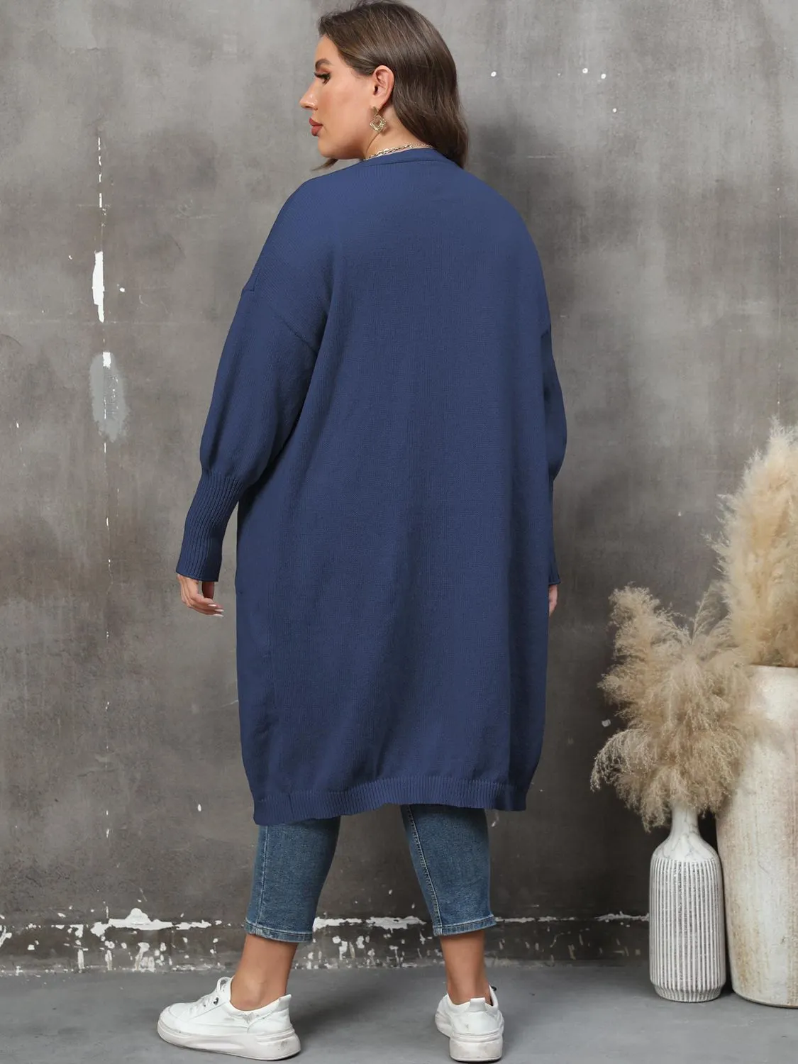 Maxct &Plus Size Long Sleeve Pocketed Cardigan