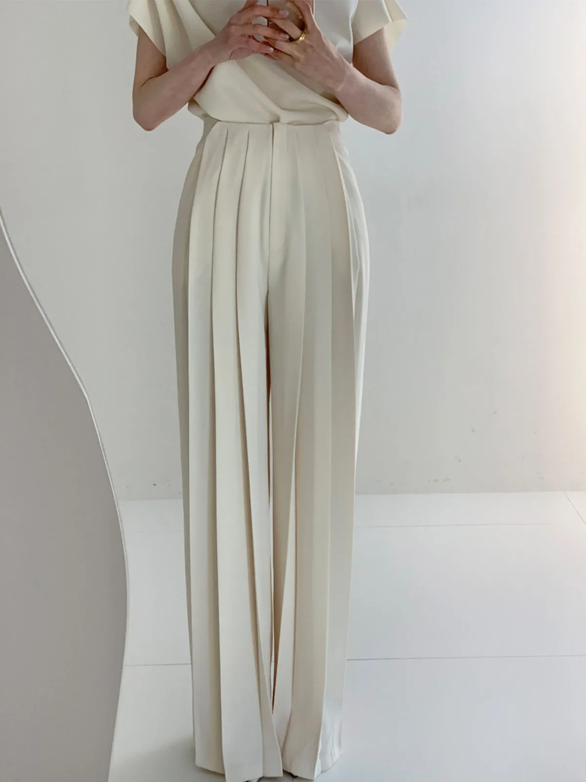 Maxct Pleated High Waist Wide Leg Pants
