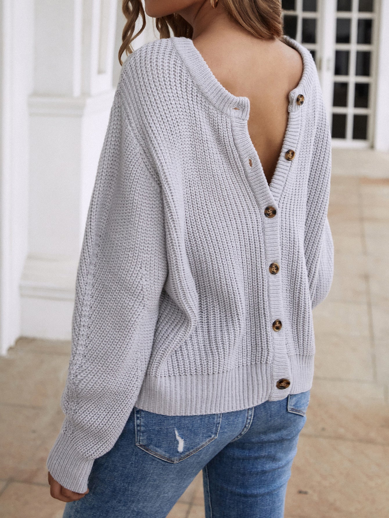 Maxct &Double Take Button Down Rib-Knit Reversible Sweater