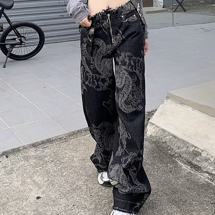 Japanese Dragon Aesthetic Jeans Maxct