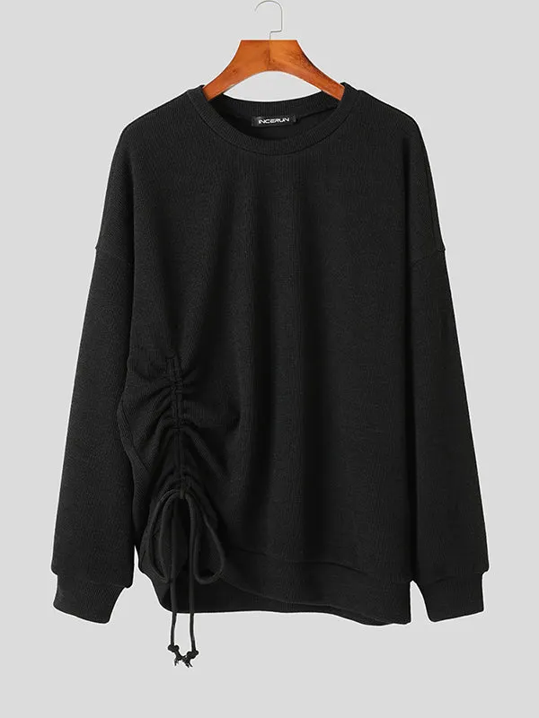 Maxct - Mens Solid Drawstring Long Sleeve Sweater