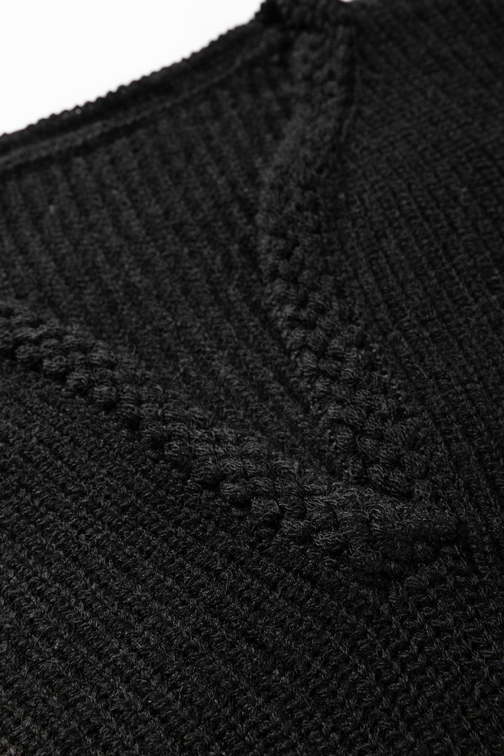 Maxct &Solid Color Notched Long Sleeve Sweater