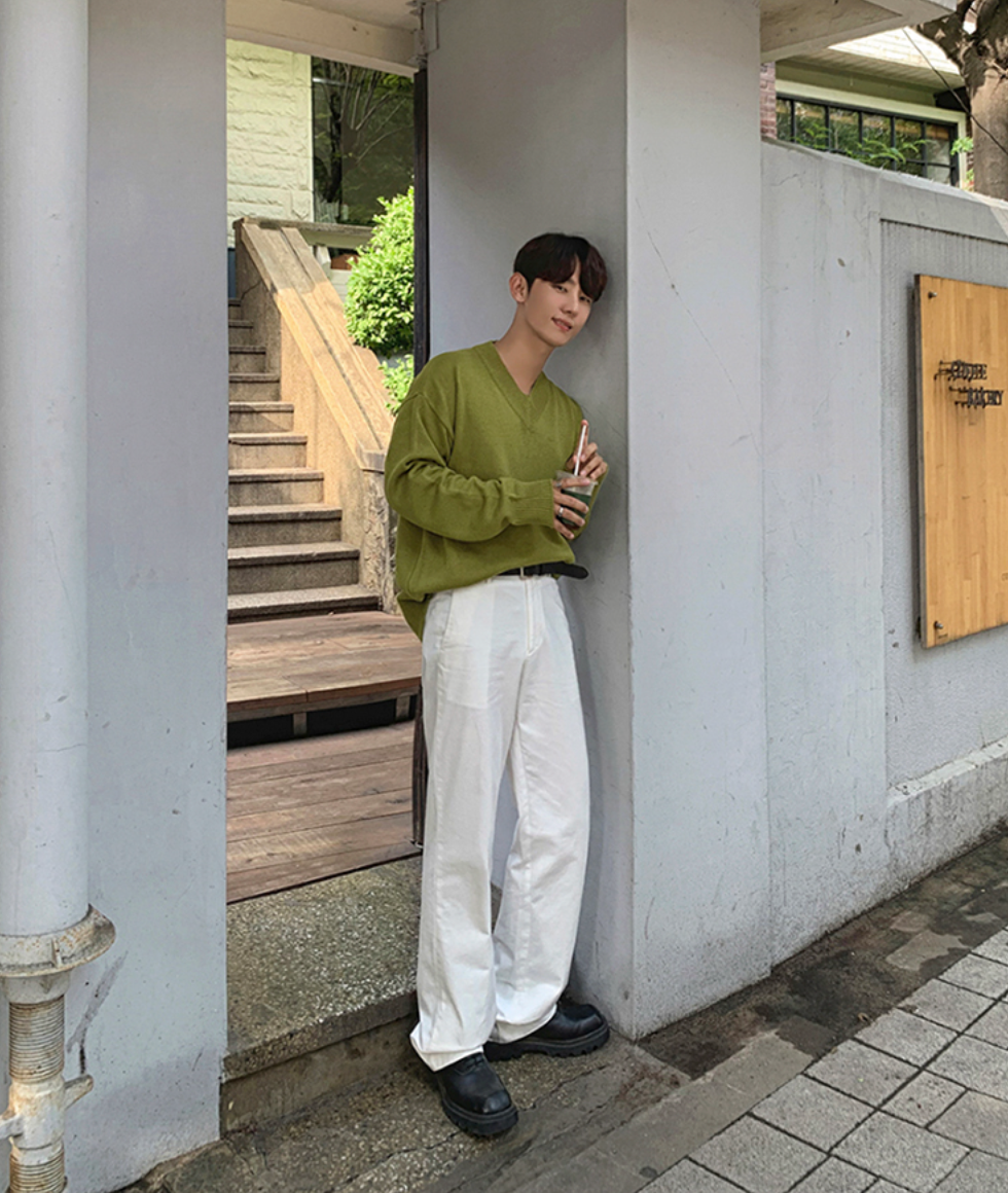 Maxct Green V-Neck Sweater