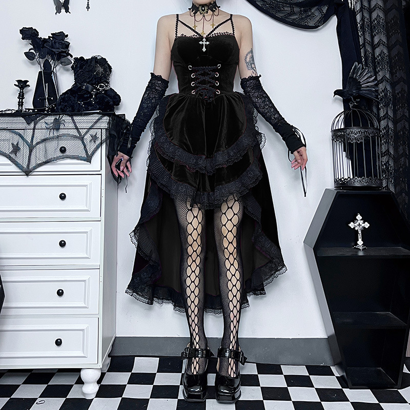 Maxct Autumn's New Dark Sexy Hot Girl Slim, Neck Tie, Waist Tie, Dress Girl