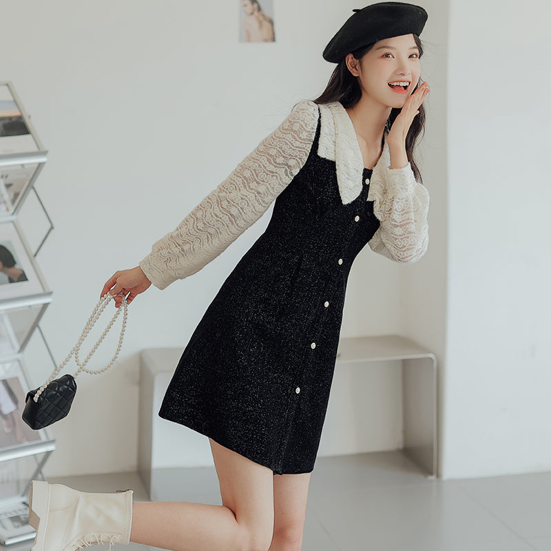 Lace Bow Sweater Dress Maxct