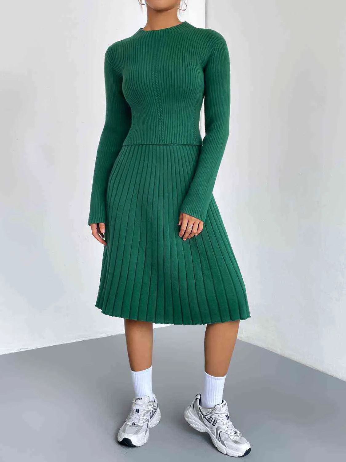 Maxct &Rib-Knit Sweater and Skirt Set - Image 6