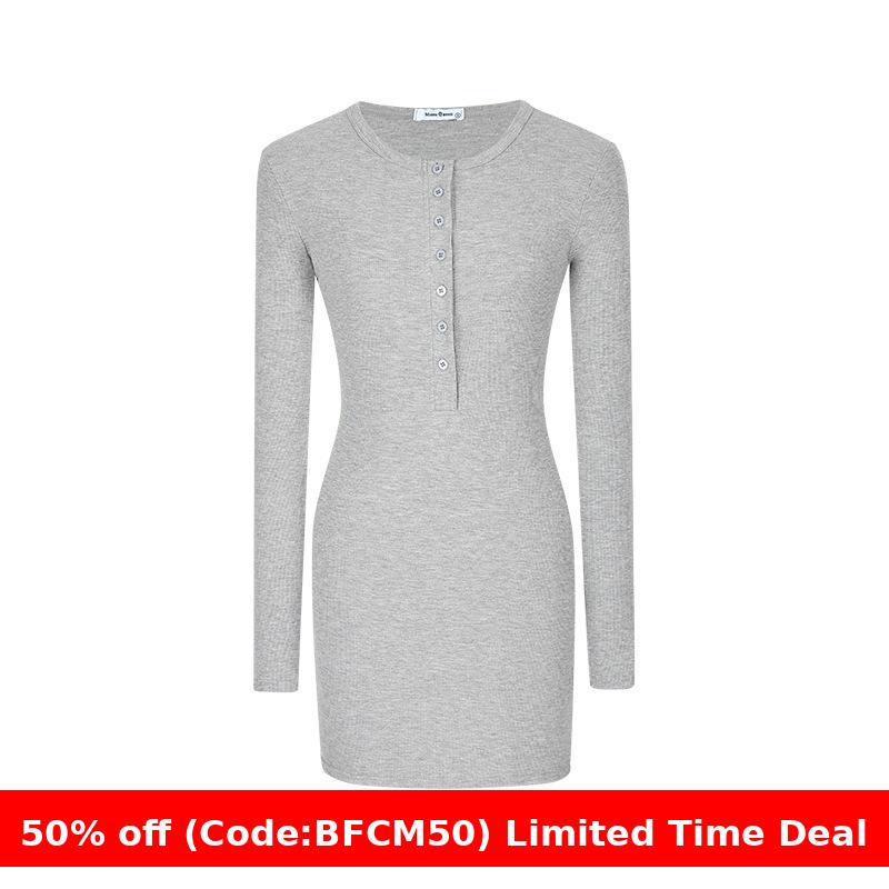 Maxct winter outfits men Half-Open Collar Knitted Dress Women's Spring and Autumn Hot Girl Tight Hip Skirt 657 - Image 7