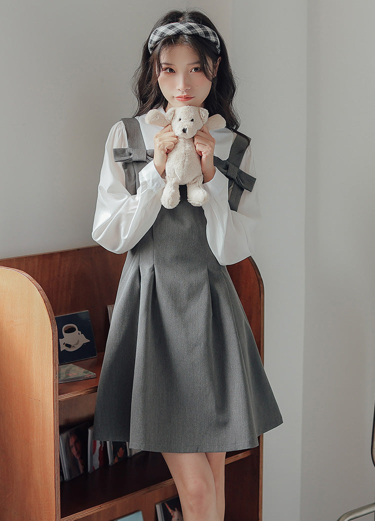 Little Bow Mini Pinafore Dress Set Maxct