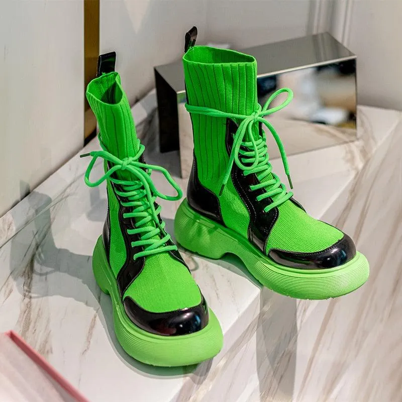 Lace-up Tube Boots for Women Maxct