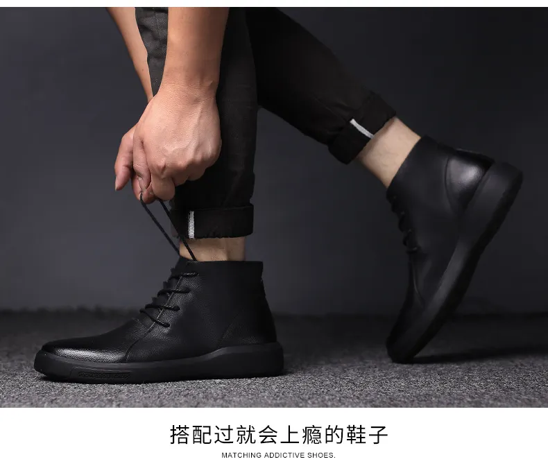 Genuine Leather Retro Motorcycle Men's Chelsea Ankle Boots - true deals club