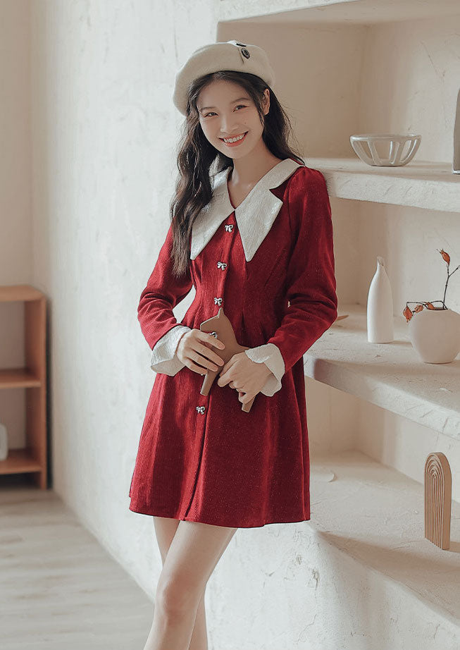Sweet Bow Peter Pan Knit Dress Maxct