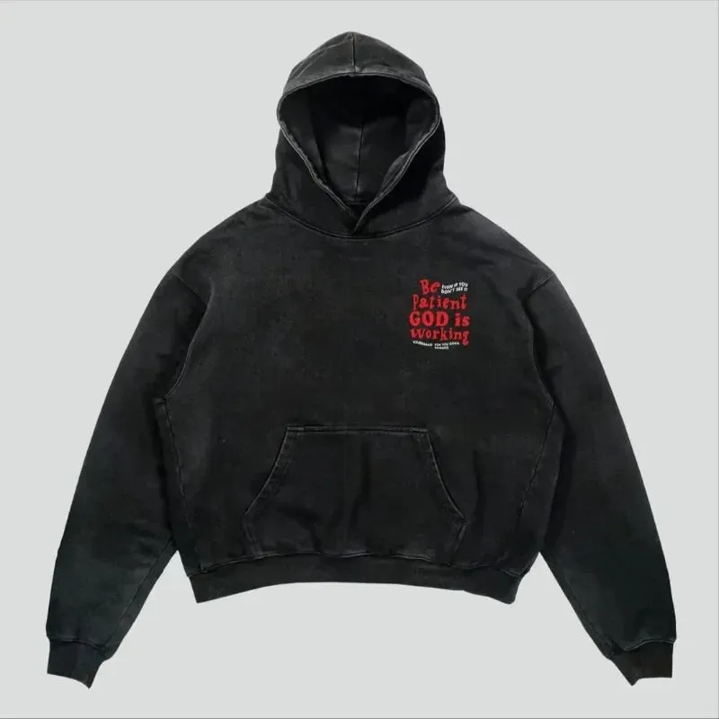 Maxct Autumn And Winter American Retro Letter Printing Harajuku Street Loose Hooded Female Y2K Punk Wind Loose Sweatshirt Men Shirt