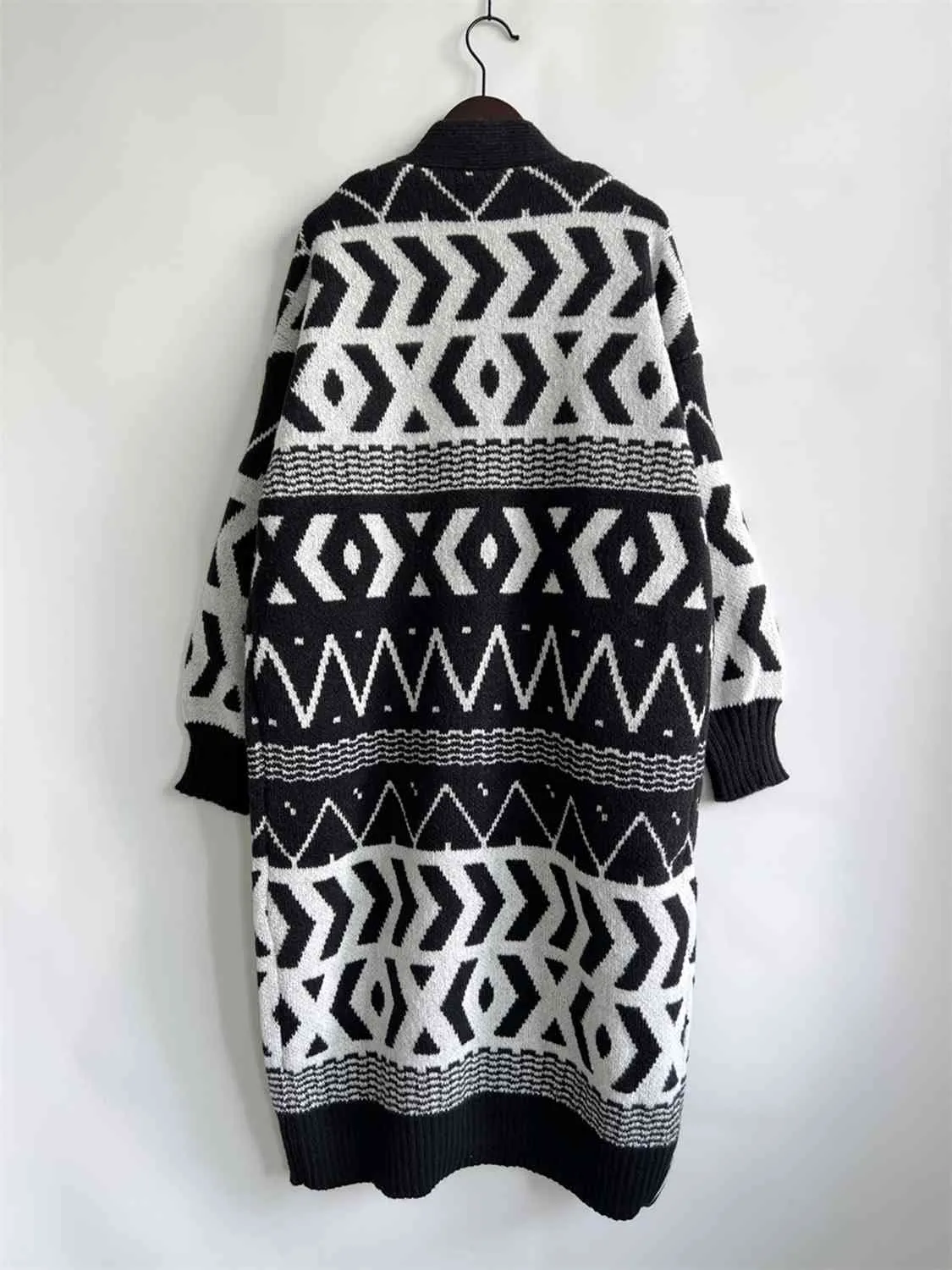 Maxct &Geometric Button Front Longline Cardigan