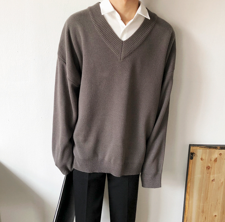 Maxct 2512 Knitted V-Neck Collar Sweater