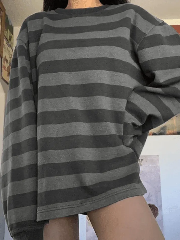 Maxct Vintage Striped Oversized Pullover Sweatshirt