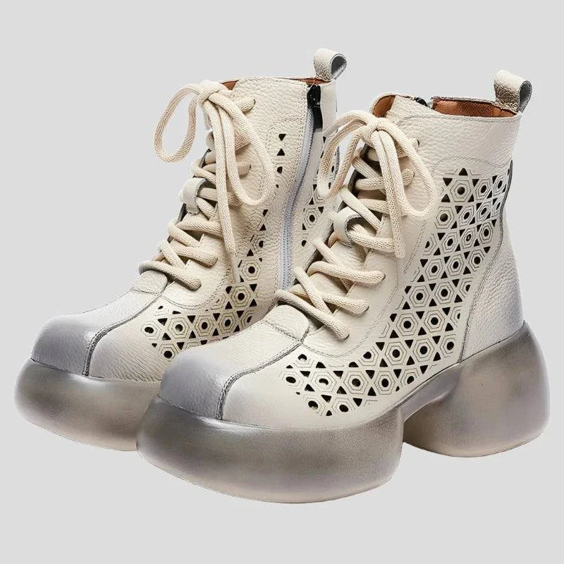 Platform Genuine Leather Ankle Boots for Women Maxct