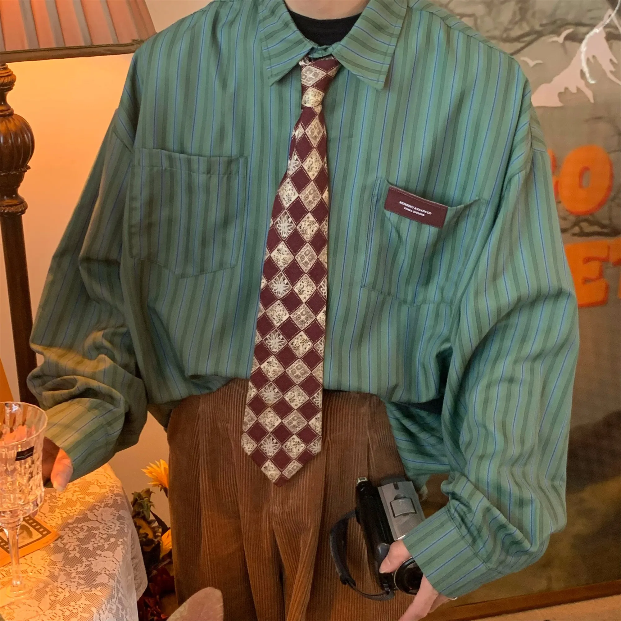 Business Casual Striped Button-Up Shirt Maxct