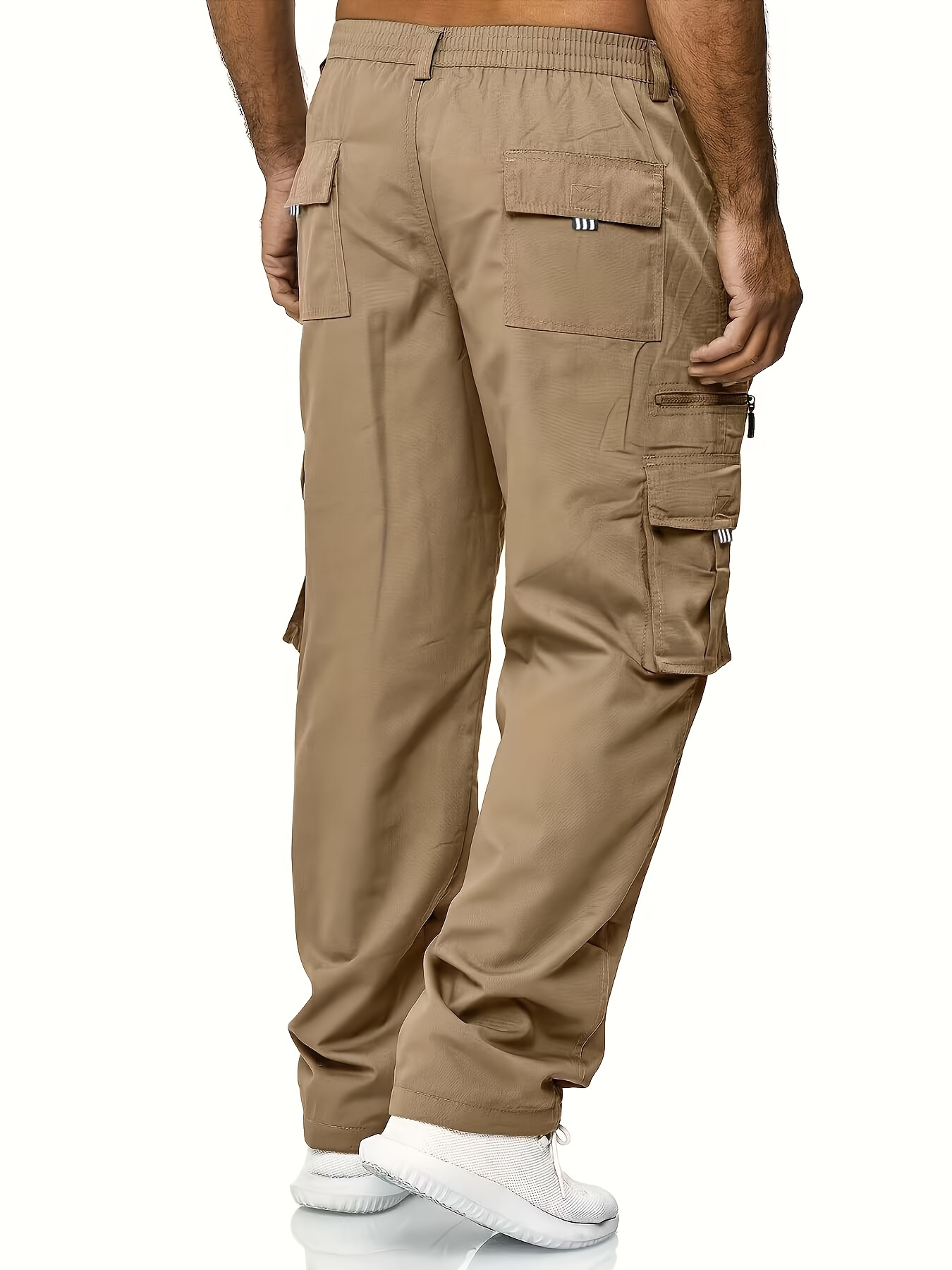 Men's Cargo Pants Casual Loose Fit Straight Leg Pants With Flap Pockets
