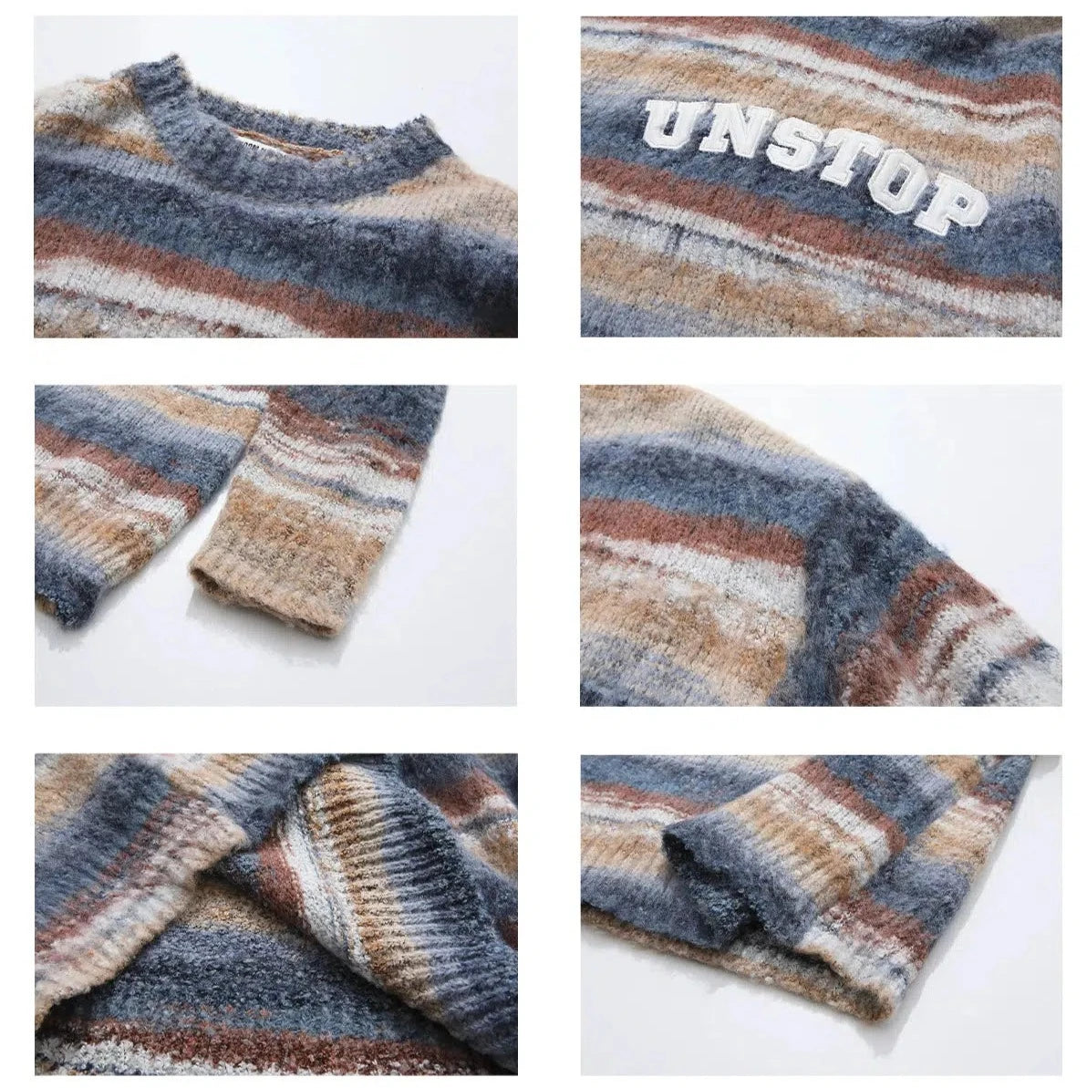 Maxct Faux Mohair Colorful Striped Sweater