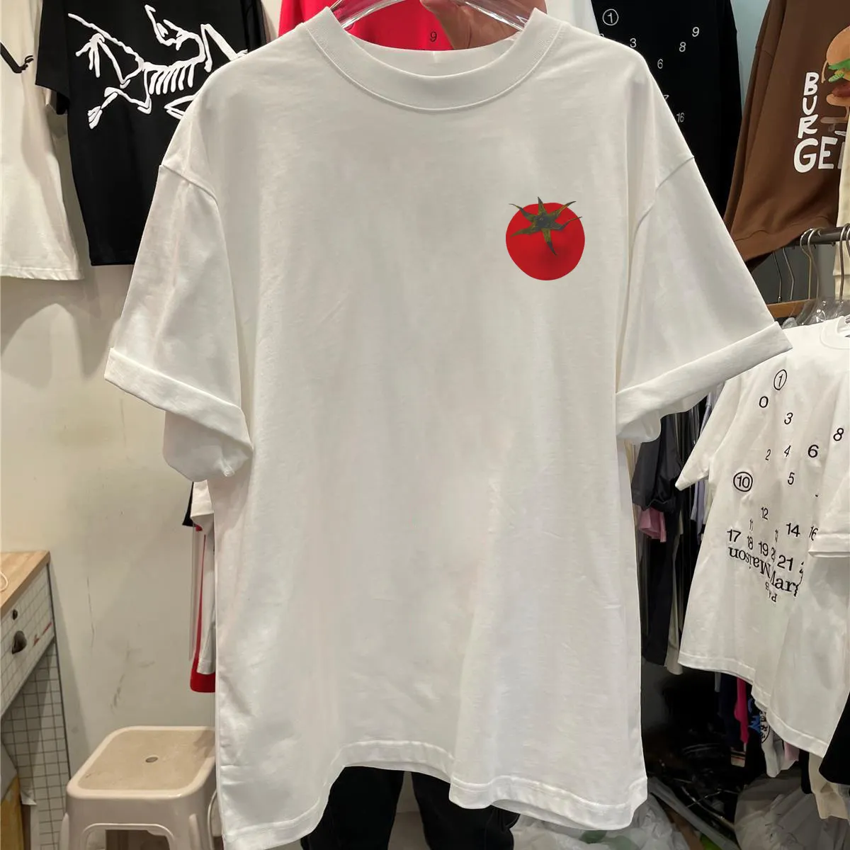 Maxct Summer Y2k Aesthetic Loose Tees Kawaii Cute Tomato Print T-shirts Short Sleeve O Neck Fashion All Match Tops Women
