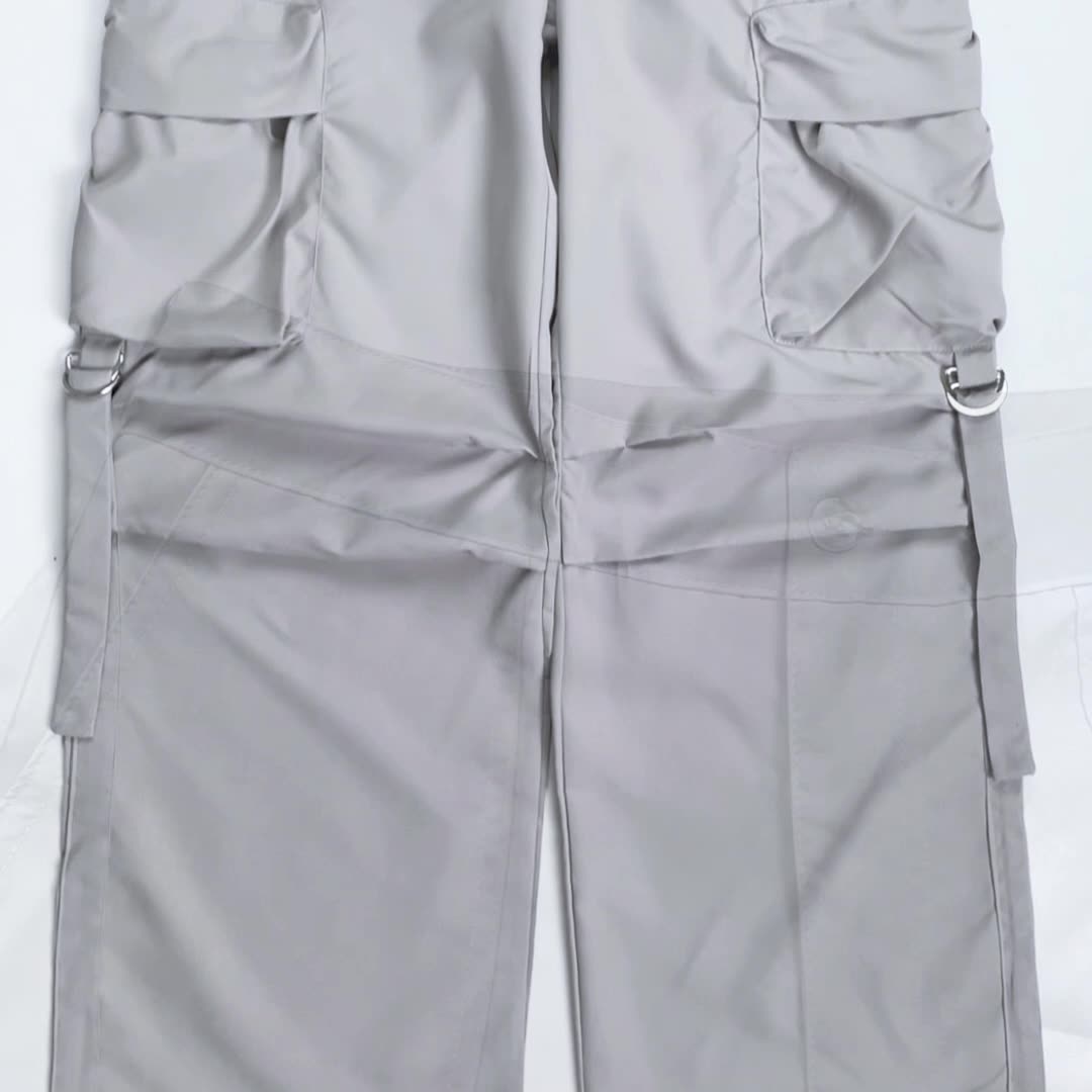 Washed Gray Baggy Cargo Jeans Maxct