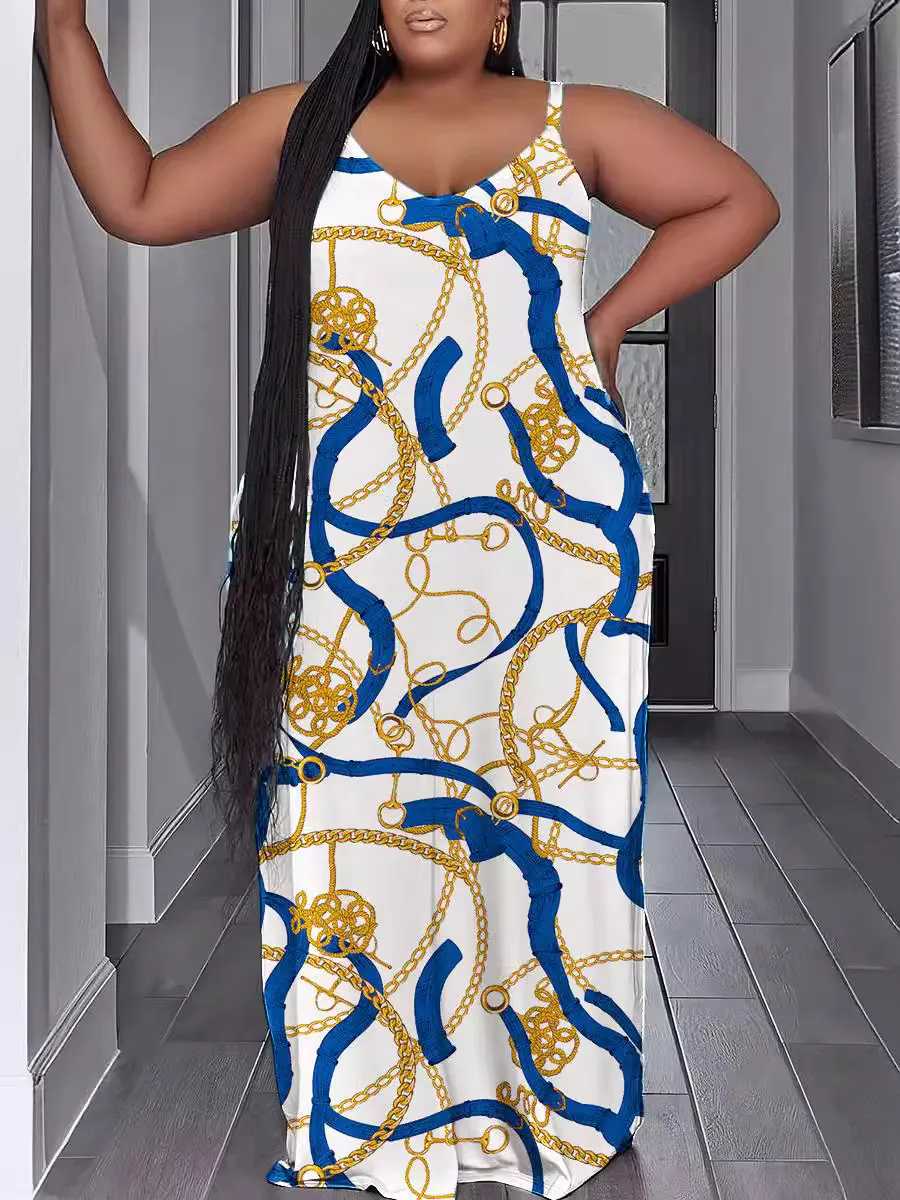 Maxct Summer Fashion Leisure Sexy Print Suspender Dress