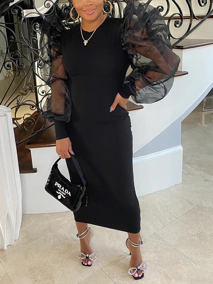 Puff Sleeve Maxi Dresses Maxct