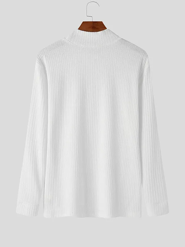 Maxct - Mens Solid Half Collar Long Sleeve Sweater