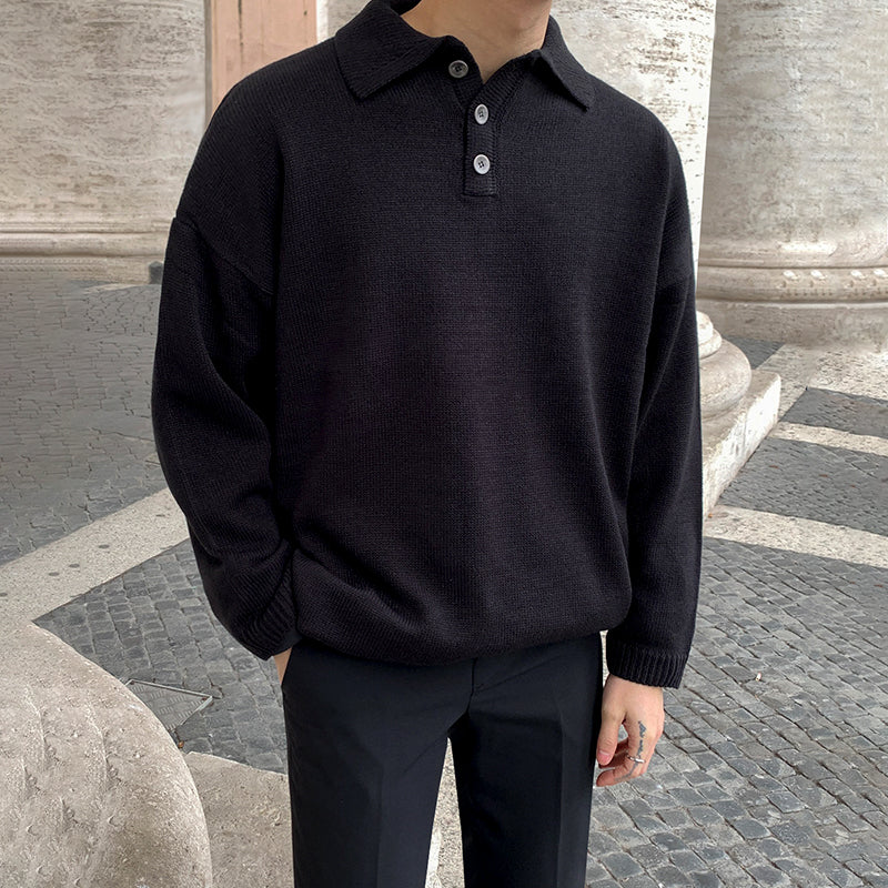 Maxct 2590 Knitted Half Button Up Sweater