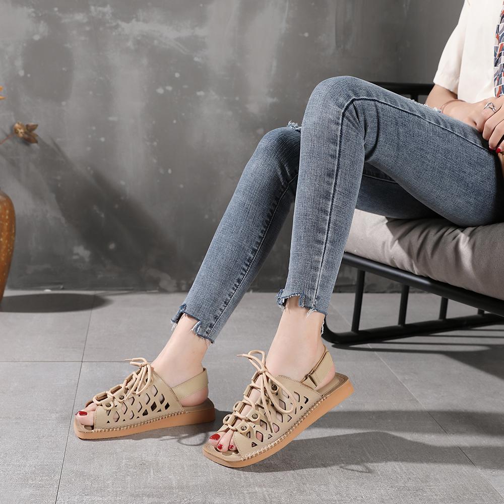 Strappy Sandals Peep Toe Retro Maxct