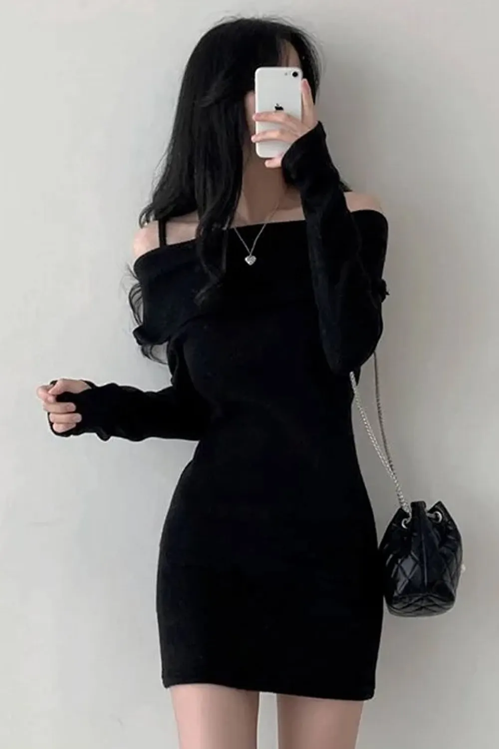 Sexy Slim Off Shoulder Knitted Dress Maxct