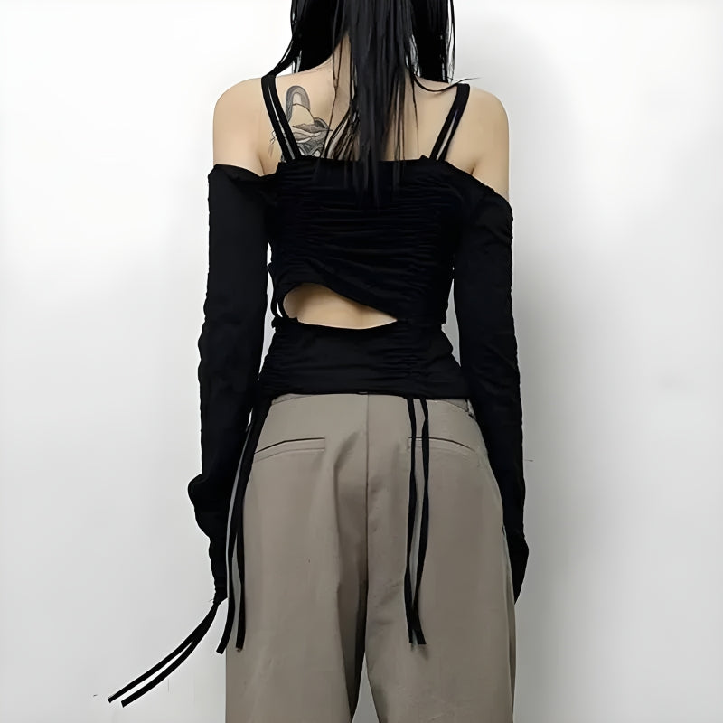 Maxct &Cut-Out Ruched Long Sleeve Top