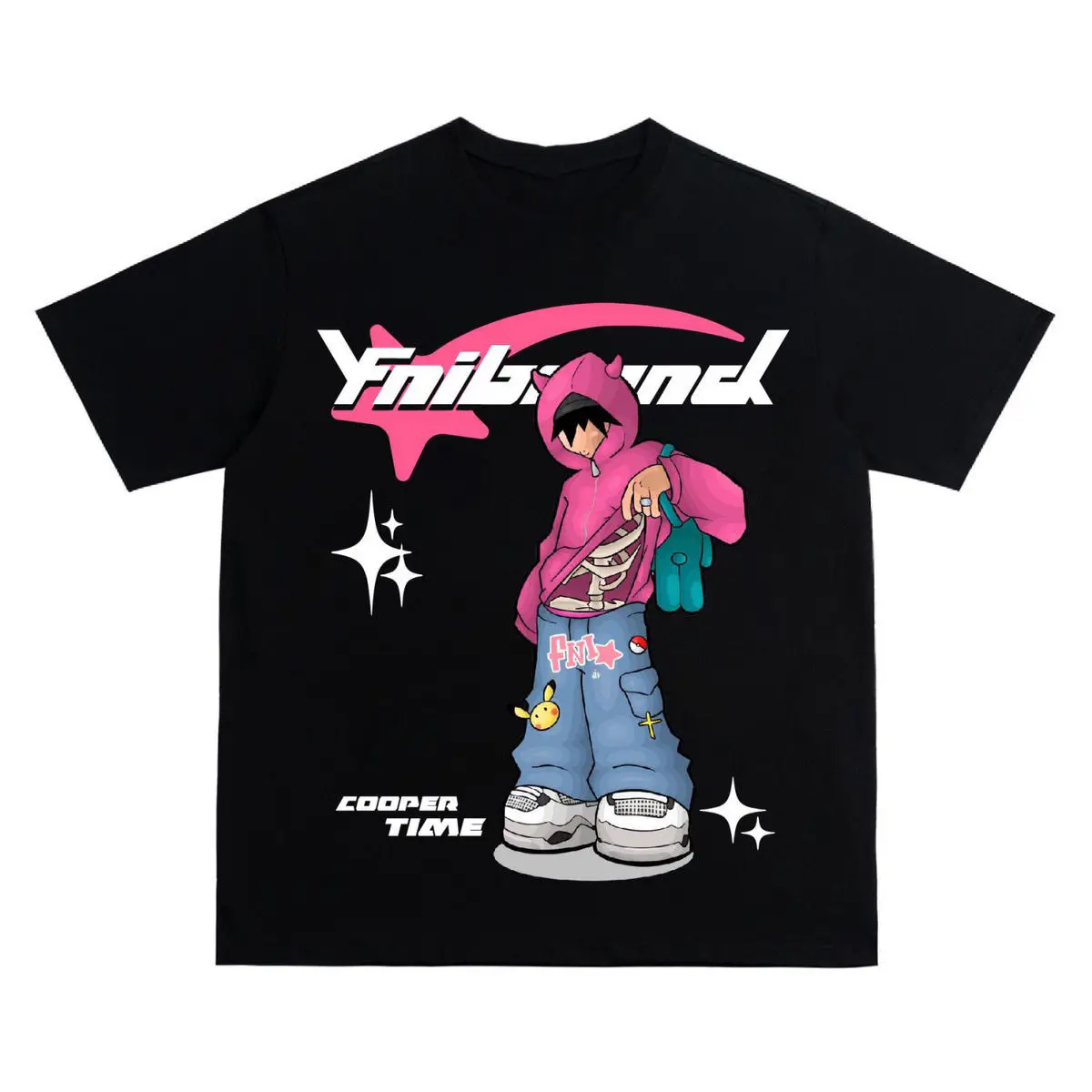 Maxct Y2K Hip Hop Letter Printed T Shirt Cartoon Printed Oversized Tops New Harajuku Fashion Casual All Match Loose Tops Streetwear