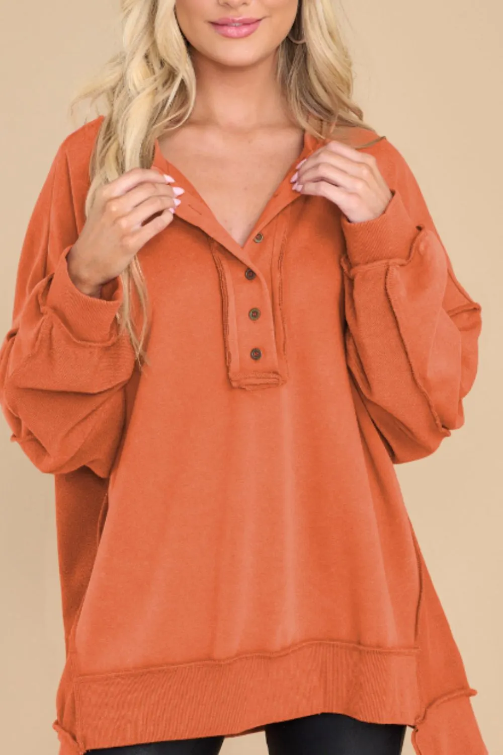 Maxct &Exposed Seam Long Sleeve Sweatshirt