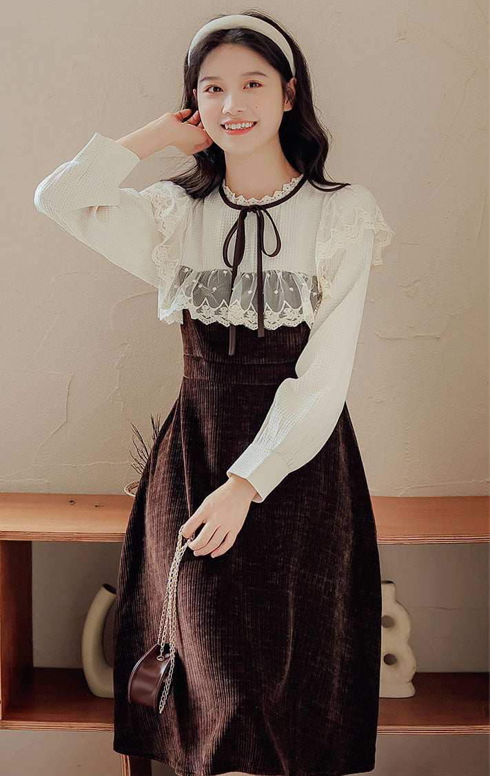 Square Lace High Neck Sweater Dress Maxct