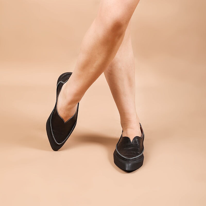 Witch Style Point Toe Soft Flat Loafers Maxct