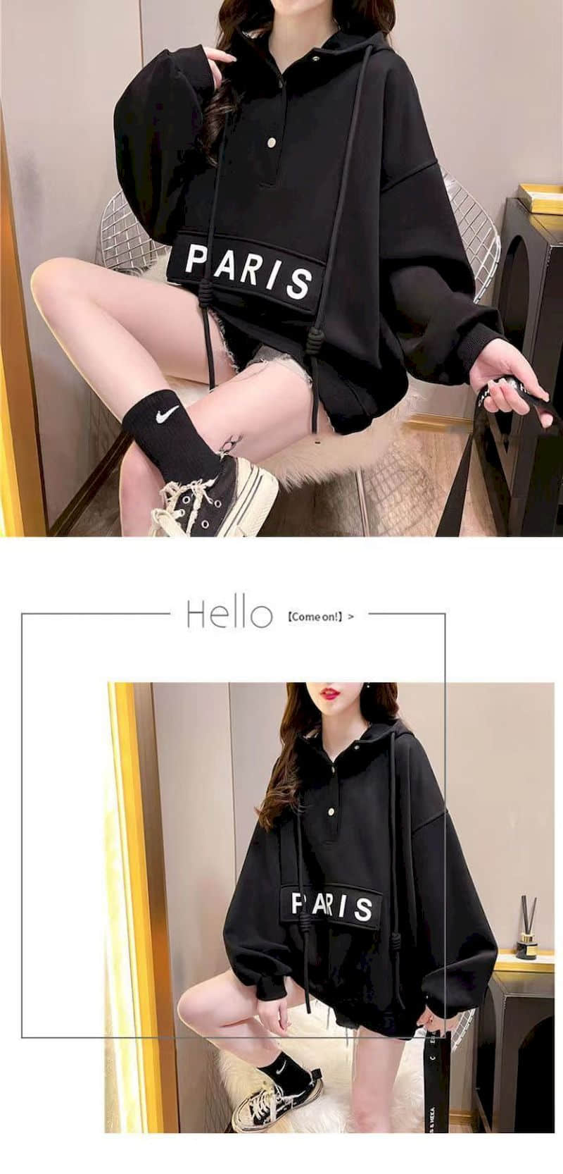 Women's Spring-Autumn Thin Paris Hoodie Pullover