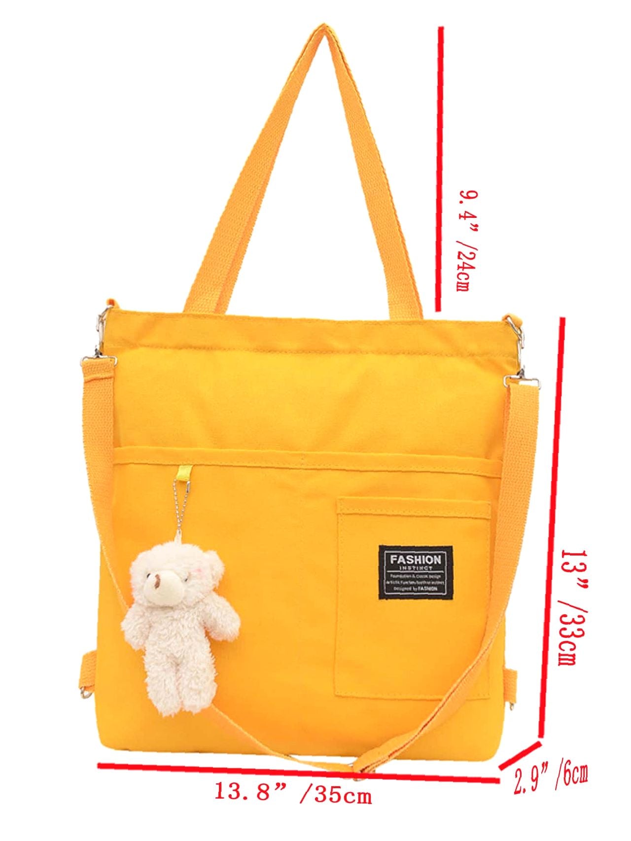 Maxct - Letter Graphic Shopper Bag with Bag Charm  - Women Tote Bags